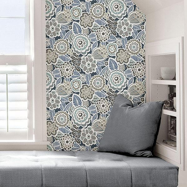 dream-on-navy-peel-stick-wallpaper-york-wallcoverings-nus3160 - York Wallcoverings Wallpaper