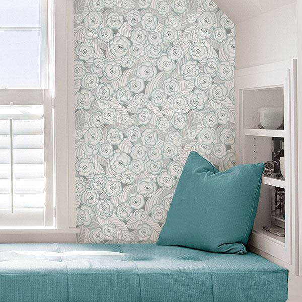oopsie-daisy-grey-peel-stick-wallpaper-york-wallcoverings-nus3162 - York Wallcoverings Wallpaper