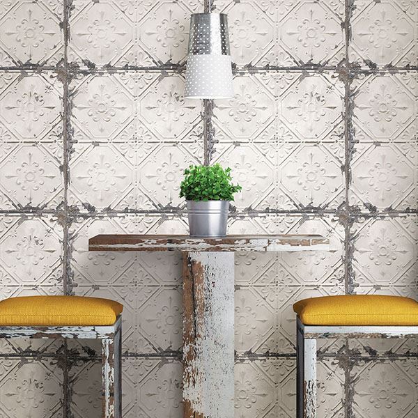 vintage-tin-tile-peel-stick-wallpaper-york-wallcoverings-nus2213 - York Wallcoverings Wallpaper