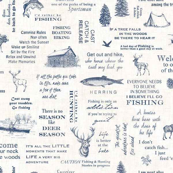 North Navy Camping Quotes Wallpaper - York Wallcoverings - 3118-01474 - York Wallcoverings Wallpaper