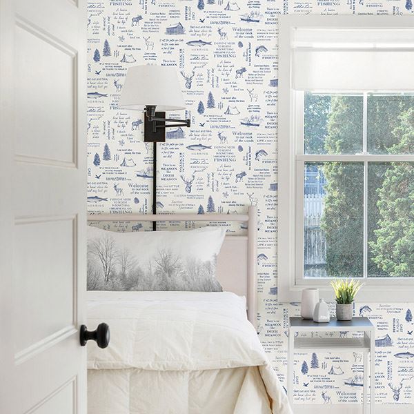 north-navy-camping-quotes-wallpaper-york-wallcoverings-3118-01474 - York Wallcoverings Wallpaper