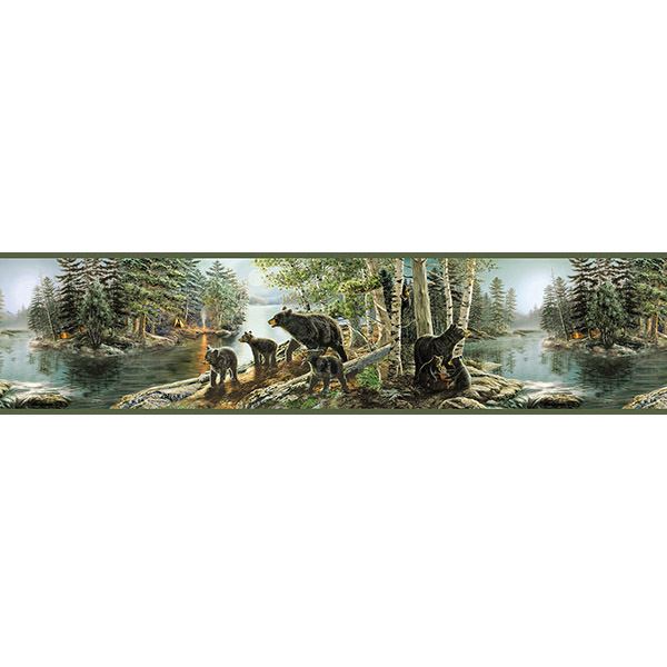 bear-necessities-multicolor-mountain-lake-wallpaper-york-wallcoverings-3118-01531b - York Wallpaper Wallpaper