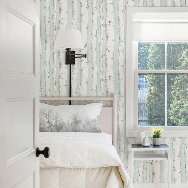 pioneer-light-blue-birch-tree-wallpaper-york-wallcoverings-3118-12602 - York Wallcoverings Papel pintado