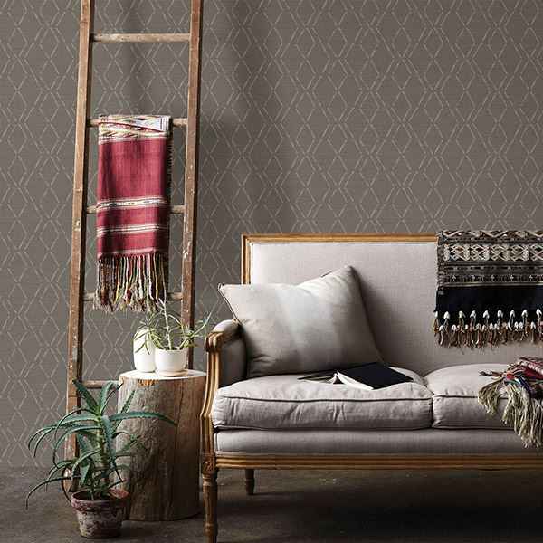 Tapa Brown Trellis Wallpaper - York Wallcoverings - 3118-12654 - York Wallcoverings Wallpaper