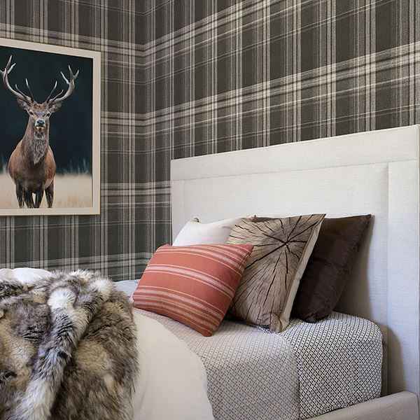 Saranac Dark Brown Flannel Wallpaper - York Wallcoverings - 3118-12671 - York Wallcoverings Wallpaper