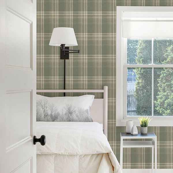 Saranac Sage Flannel Wallpaper - York Wallcoverings - 3118-12673 - York Wallcoverings Wallpaper