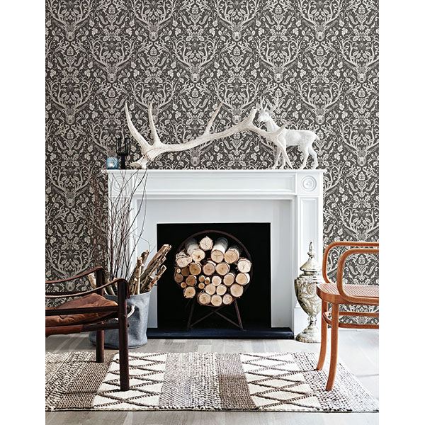 kiwassa-brown-antler-damask-wallpaper-york-wallcoverings-3118-12704 - York Wallcoverings Wallpaper