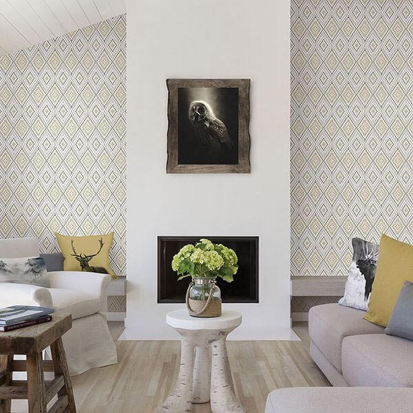 ganado-beige-geometric-ikat-wallpaper-york-wallcoverings-3118-12711 - York Wallcoverings Wallpaper