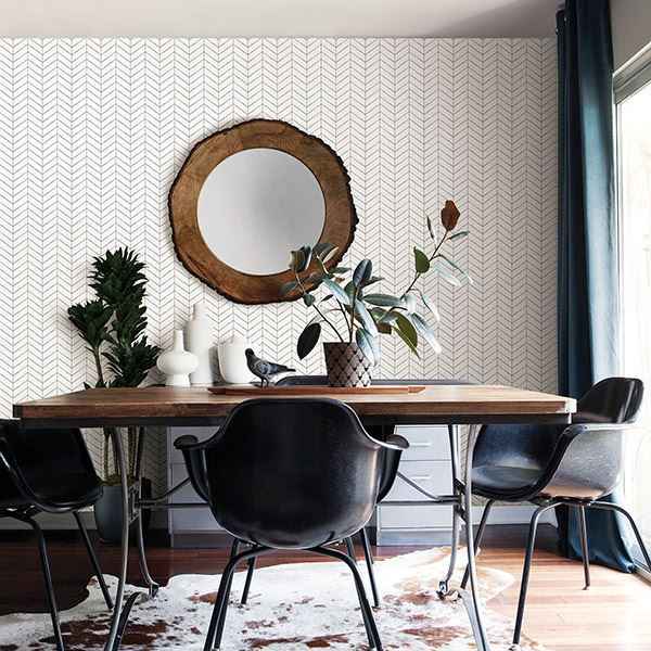 Bison Taupe Herringbone Wallpaper - York Wallcoverings - 3118-25097 - York Wallcoverings Wallpaper