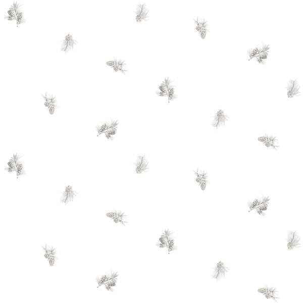 Pinecone Toss Light Grey Conifer Wallpaper - York Wallcoverings - 3118-494610