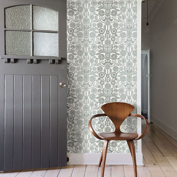 lovebirds-slate-folk-stripe-wallpaper-york-wallcoverings-2821-25107 - York Wallcoverings Wallpaper
