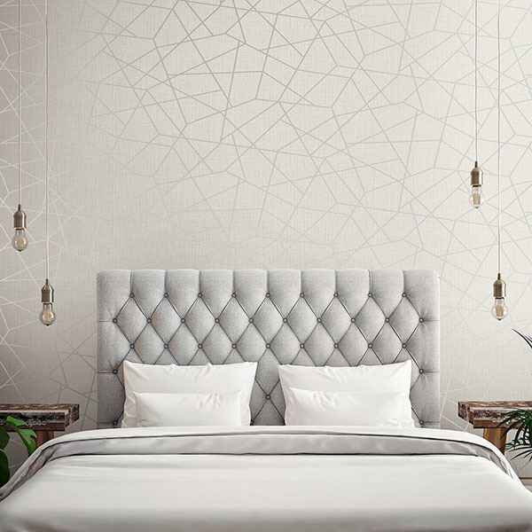 Heath Silver Geometric Linen Wallpaper - York Wallcoverings - 2765-BW40308 - York Wallcoverings Wallpaper