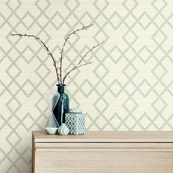 vana-seafoam-woven-diamond-wallpaper-york-wallcoverings-2765-bw40404 - York Wallpaper Wallpaper