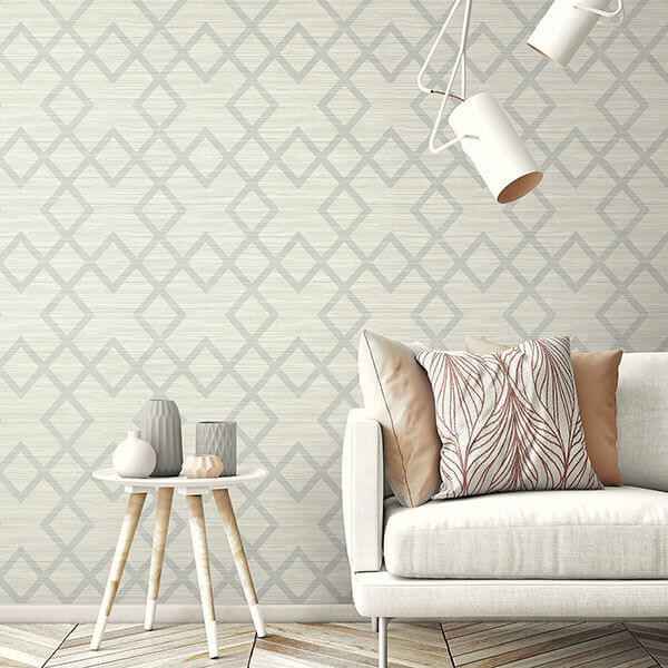 Vana Light Grey Woven Diamond Wallpaper - York Wallcoverings - 2765-BW40408 - York Wallcoverings Wallpaper