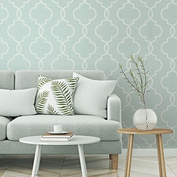 malo-aqua-sisal-ogee-wallpaper-york-wallcoverings-2765-bw40502 - York Wallpaper Wallpaper