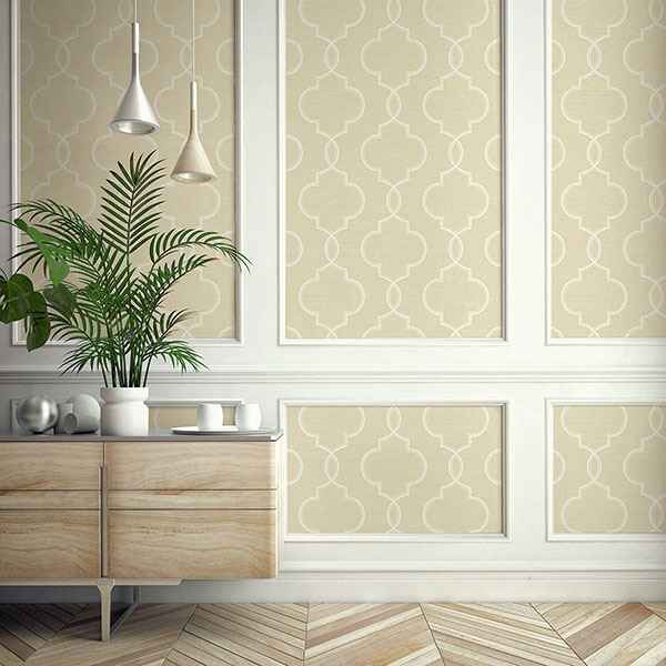 Malo Wheat Sisal Ogee Wallpaper - York Wallcoverings - 2765-BW40507 - York Wallcoverings Wallpaper