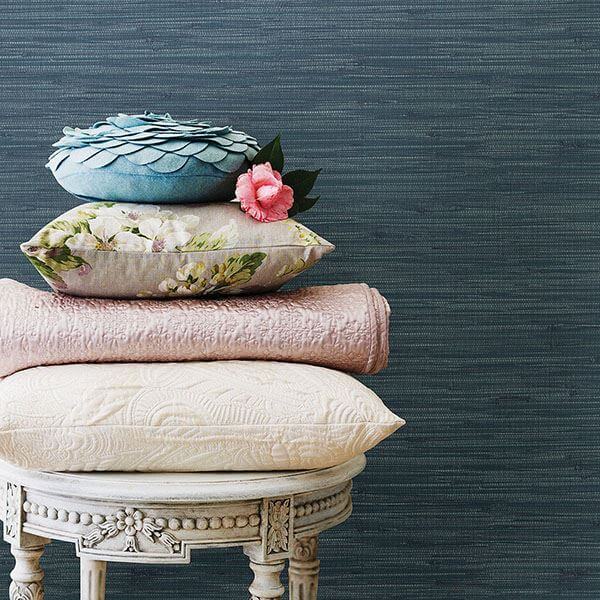 navy-grassweave-peel-and-stick-wallpaper-york-wallcoverings-nu2874 - York Wallcoverings Wallpaper