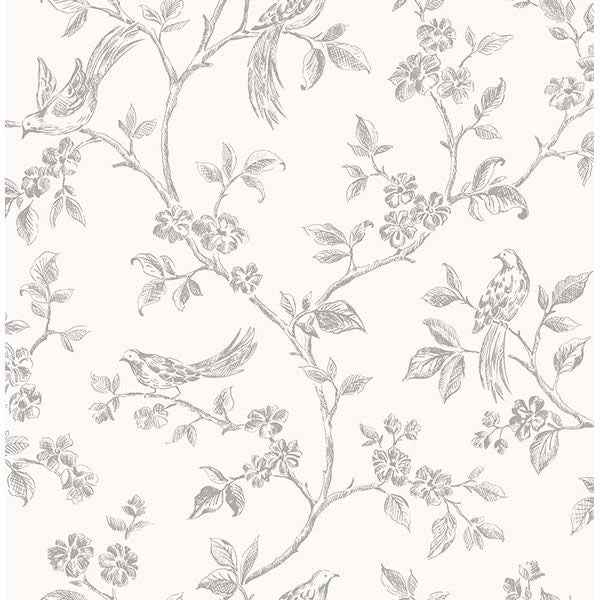 Ophelia Grey Bird Trail Wallpaper - York Wallcoverings - 2836-24977