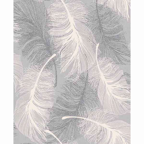 Alonso Grey Grey Plume Wallpaper - York Wallcoverings - 2836-M0923