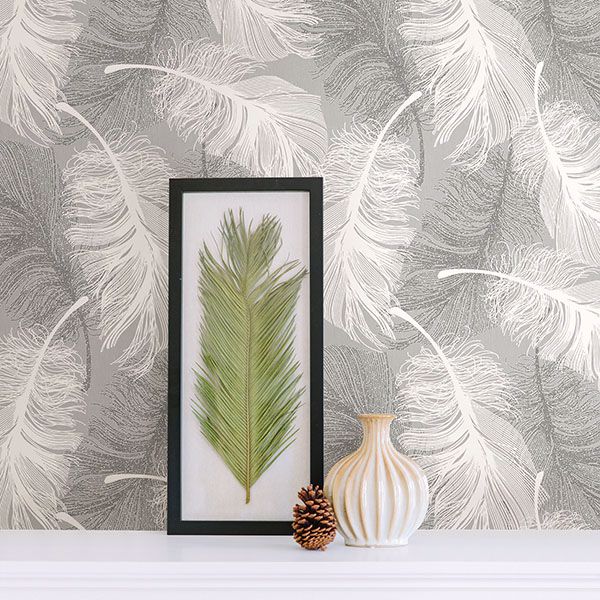 alonso-grey-grey-plume-wallpaper-york-wallcoverings-2836-m0923 - York Wallcoverings Papel pintado