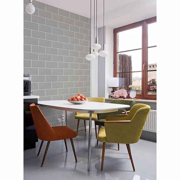 Angelo Grey Subway Tile Wallpaper - York Wallcoverings - 2836-M1123 - York Wallcoverings Wallpaper
