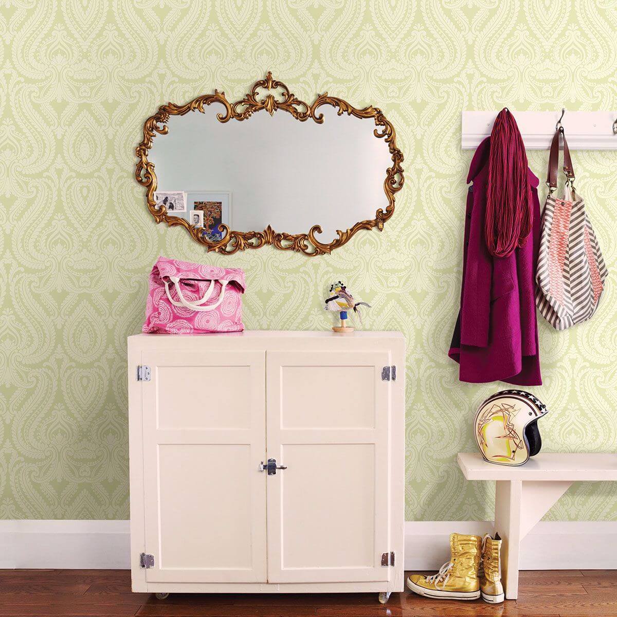 imperial-green-modern-damask-wallpaper-york-wallcoverings-2535-20623 - York Wallpaper Wallpaper