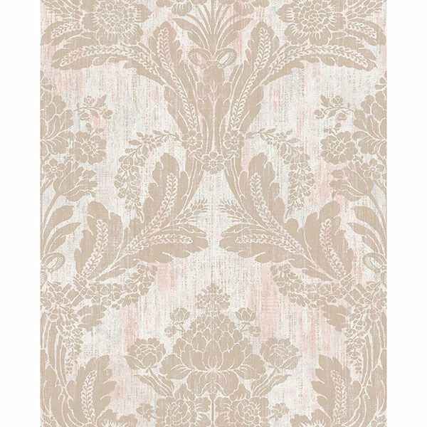 Zemi Light Pink Damask Wallpaper - York Wallcoverings - 2835-M1411