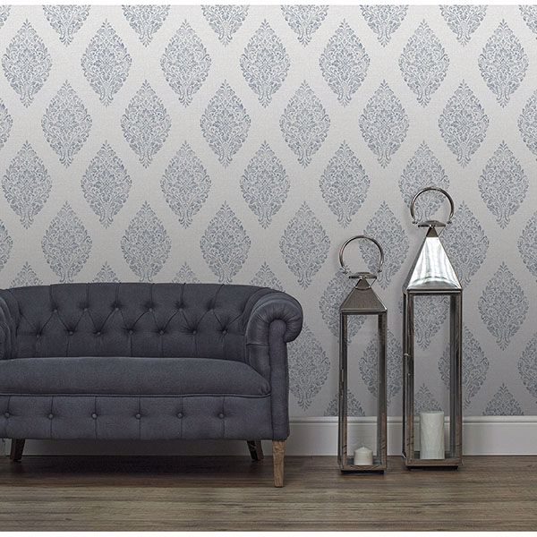 pascale-light-grey-medallion-wallpaper-york-wallcoverings-2834-25044 - York Wallcoverings Wallpaper