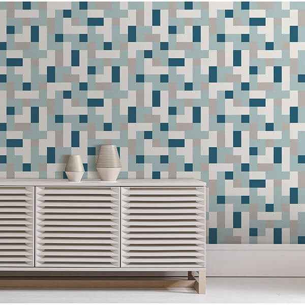 Alby Blue Geometric Wallpaper - York Wallcoverings - 2889-25221 - York Wallcoverings Wallpaper