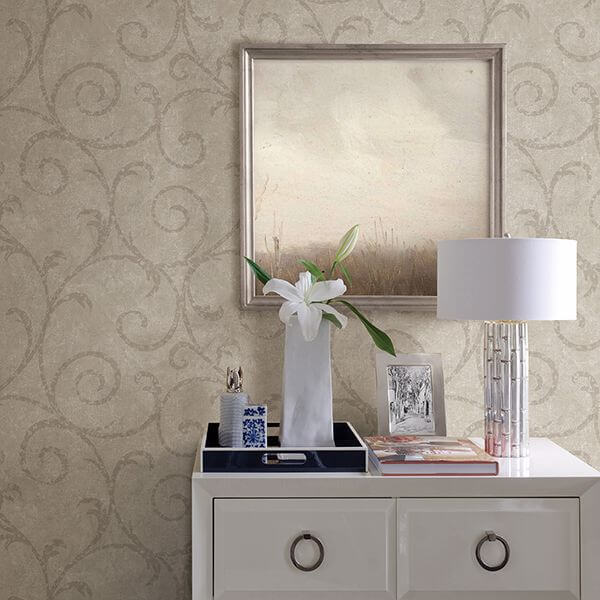 sansa-khaki-plaster-scroll-wallpaper-york-wallcoverings-2830-2737 - York Wallcoverings Wallpaper