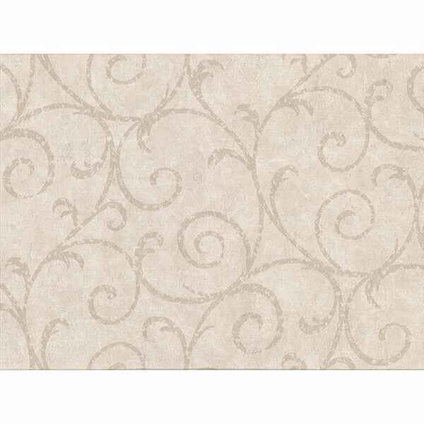 Sansa Beige Plaster Scroll Wallpaper - York Wallcoverings - 2830-2739