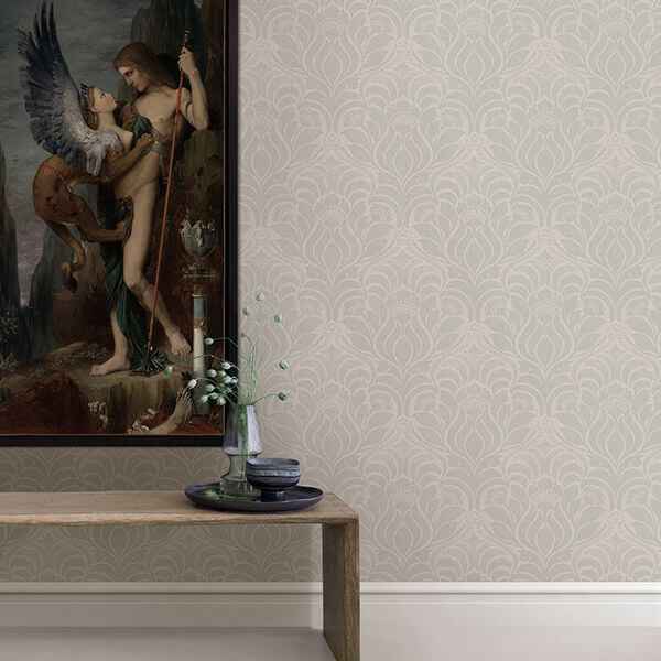 Sandor Grey Damask Wallpaper - York Wallcoverings - 2830-2773 - York Wallcoverings Wallpaper