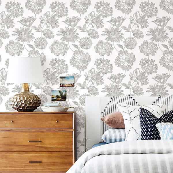 Folia Taupe Floral Wallpaper - York Wallcoverings - 2901-25416 - York Wallcoverings Wallpaper