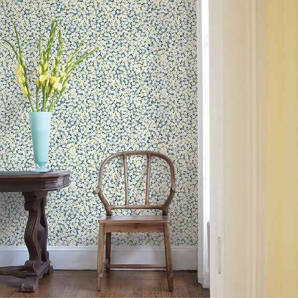 Giverny Blue Miniature Floral Wallpaper - York Wallcoverings - 2901-25445 - York Wallcoverings Wallpaper