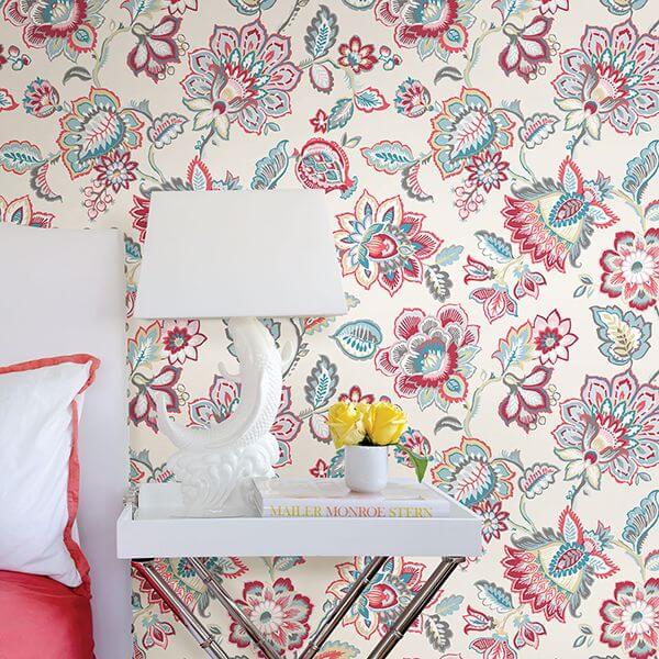corona-red-jacobean-wallpaper-york-wallcoverings-2901-87512 - York Wallcoverings Papel pintado