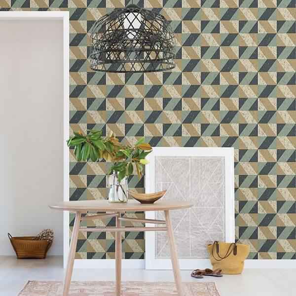 Cerium Multicolor Concrete Geometric Wallpaper - York Wallcoverings - 2908-25310 - York Wallcoverings Wallpaper