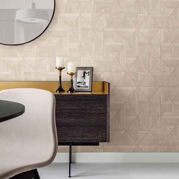 Cheverny Cream Geometric Wood Wallpaper - York Wallcoverings - 2908-25324 - York Wallcoverings Wallpaper