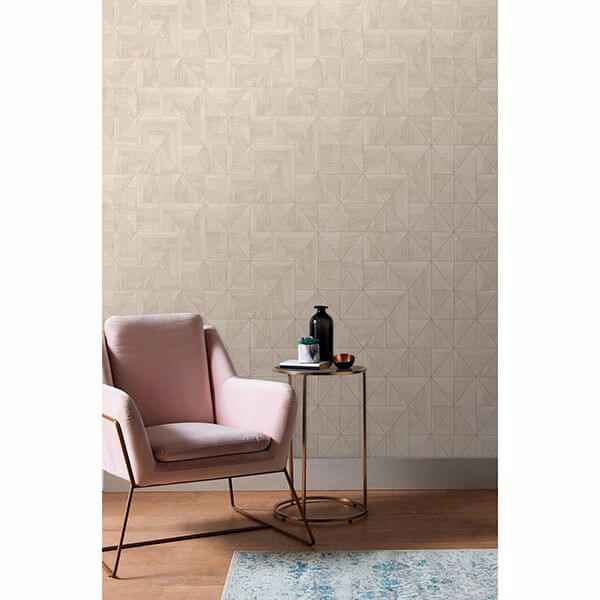Cheverny Cream Geometric Wood Wallpaper - York Wallcoverings - 2908-25324 - York Wallcoverings Wallpaper