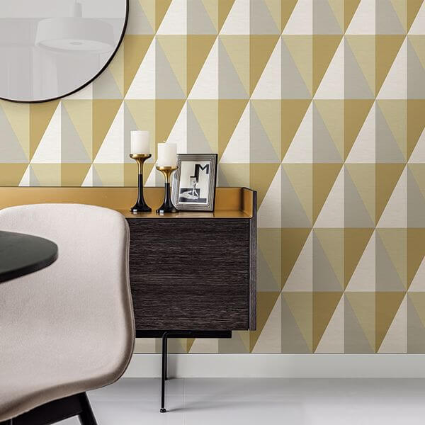 aspect-yellow-geometric-faux-grasscloth-wallpaper-york-wallcoverings-2902-25538 - York Wallcoverings Wallpaper
