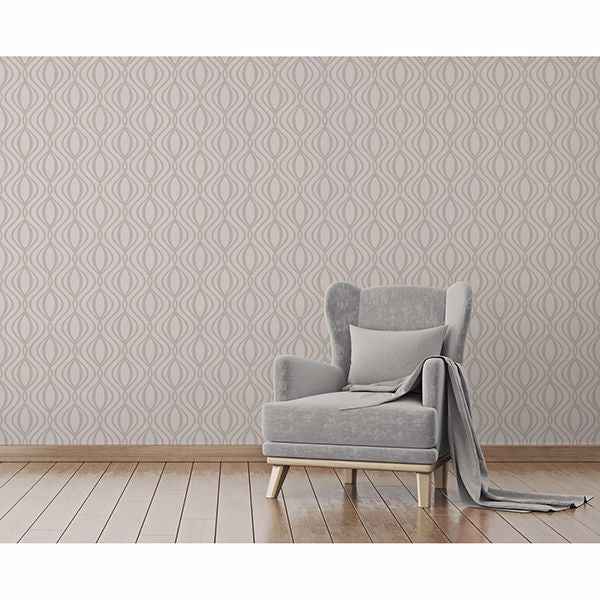 Quentin Neutral Ogee Wallpaper - York Wallcoverings - 2900-41738 - York Wallcoverings Wallpaper