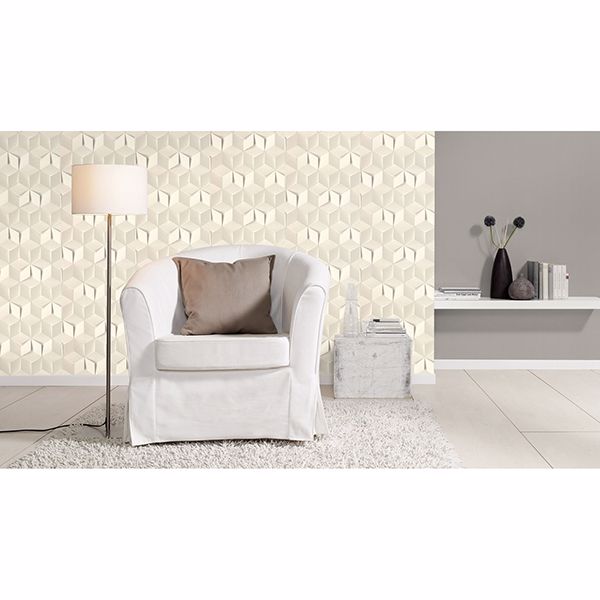 catteau-off-white-cube-wallpaper-york-wallcoverings-rh622331 - York Wallcoverings Wallpaper