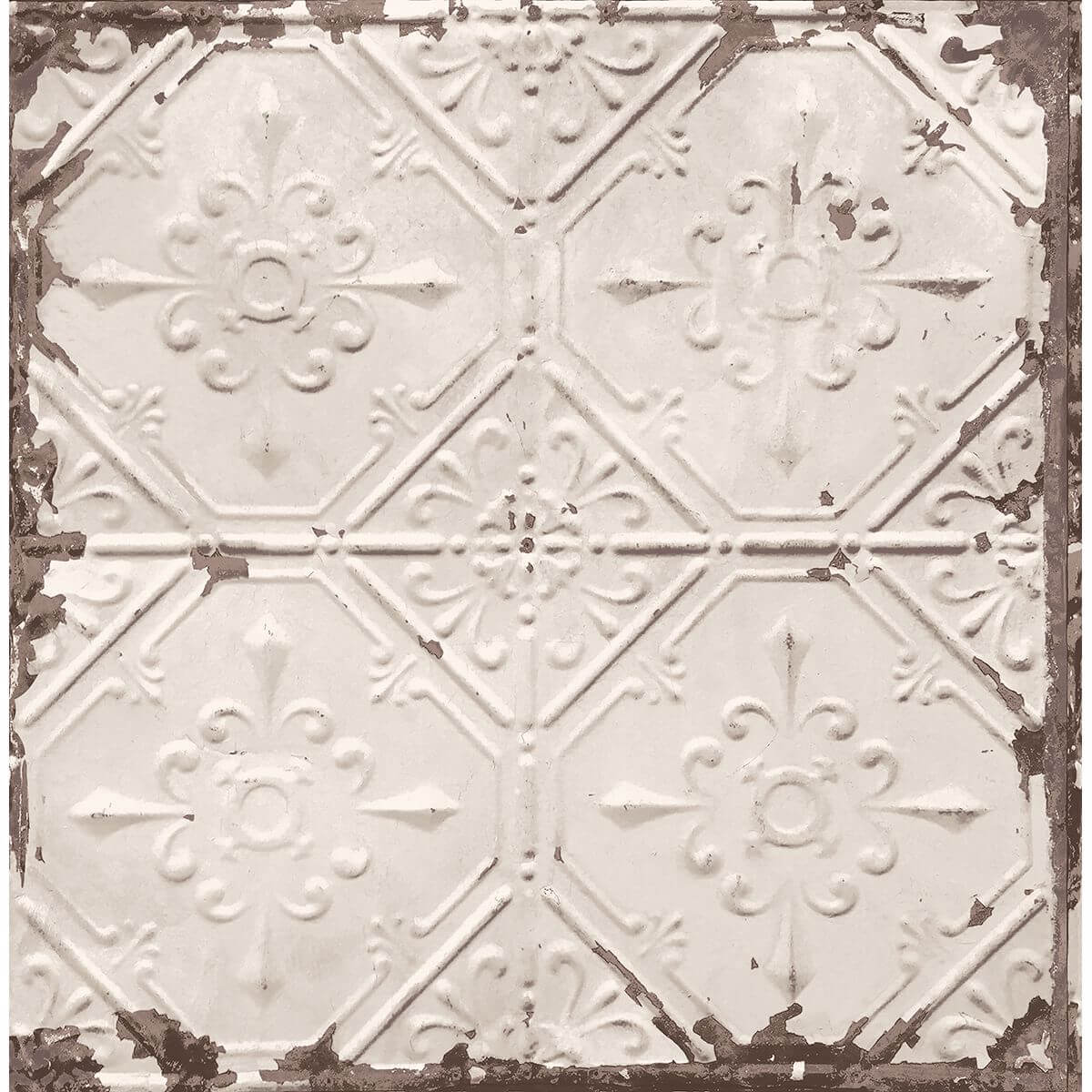 tin-ceiling-beige-distressed-tiles-york-wallcoverings-2701-22332 - York Wallcoverings Wallpaper