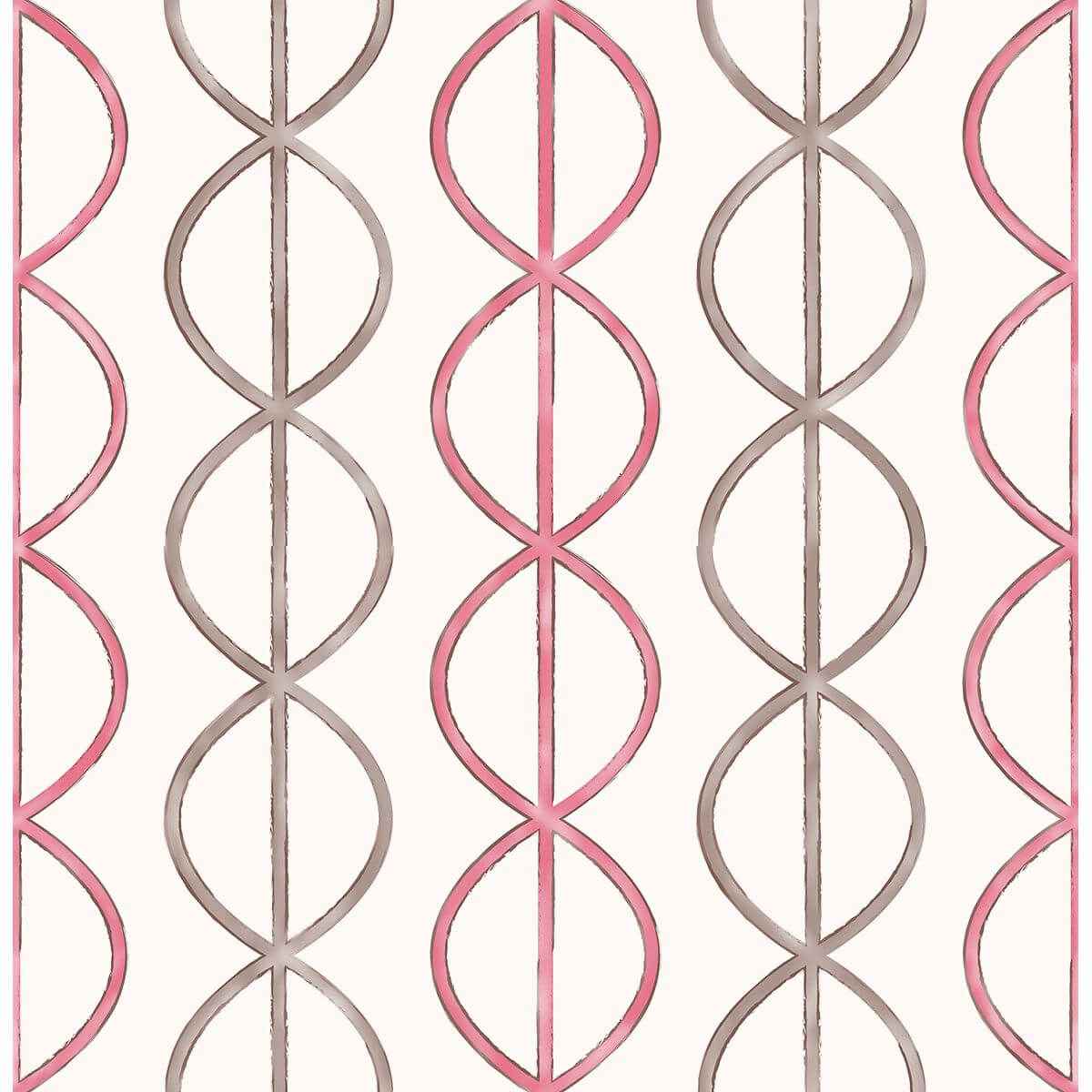 Banning Stripe Pink Geometric Wallpaper - York Wallcoverings - 2656-004009 - York Wallcoverings Wallpaper