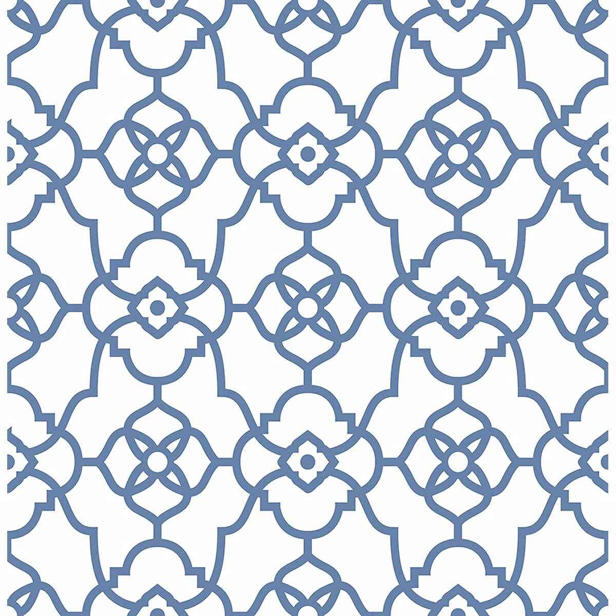 Atrium Blue Trellis Wallpaper - York Wallcoverings - 2702-22718
