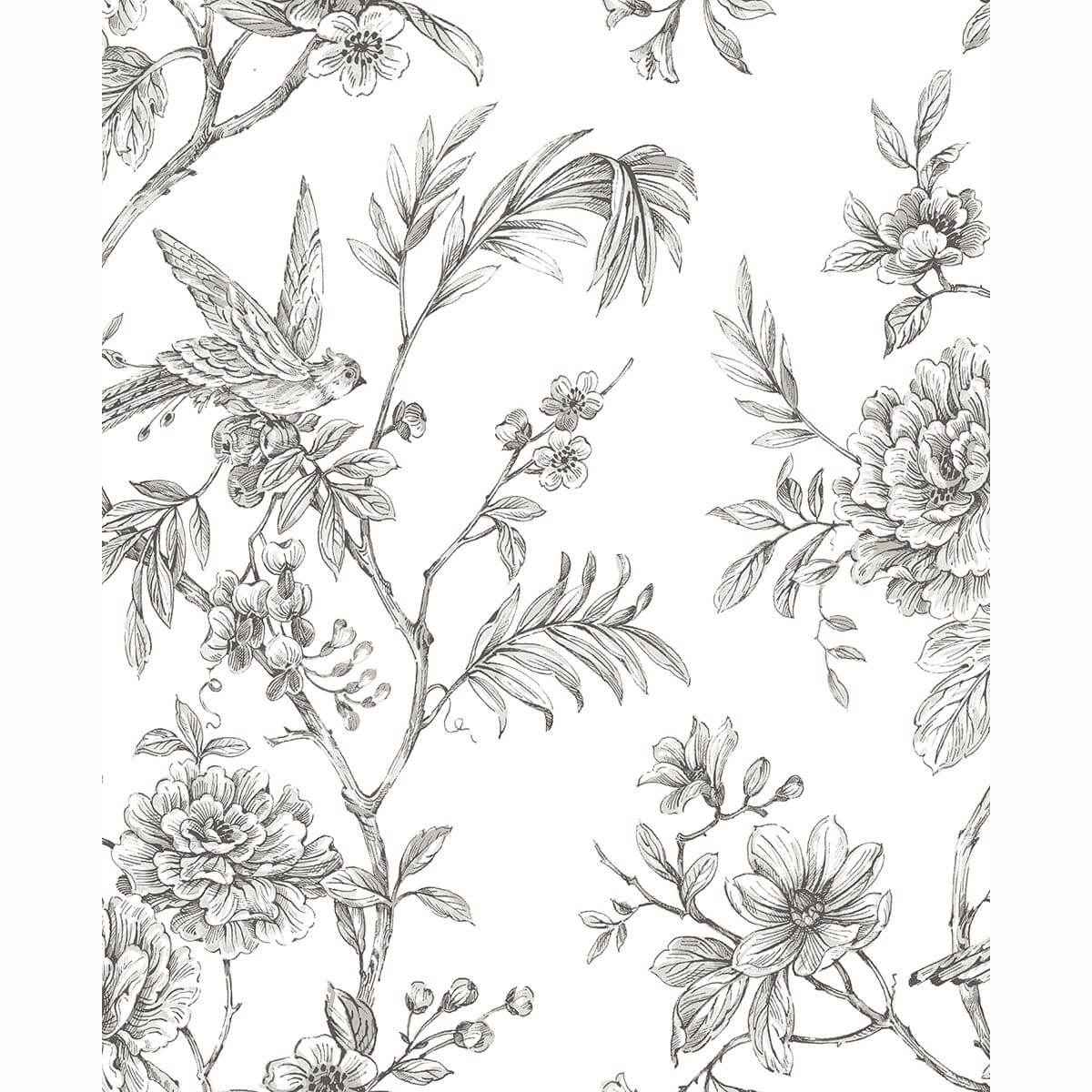 Jessamine Grey Floral Trail Wallpaper - York Wallcoverings - 2763-24237 - York Wallcoverings Wallpaper