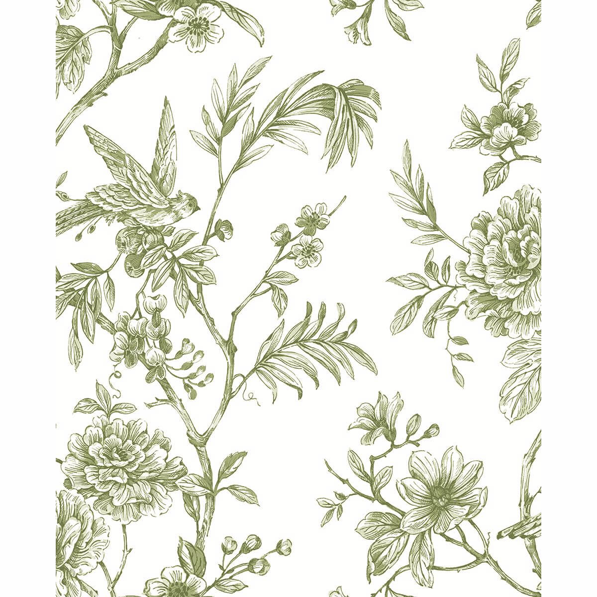 jessamine-green-floral-trail-wallpaper-york-wallcoverings-2763-24234 - York Wallcoverings Wallpaper