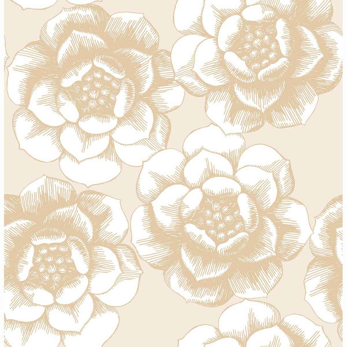Fanciful Gold Floral Wallpaper - York Wallcoverings - 2763-24241 - York Wallcoverings Wallpaper