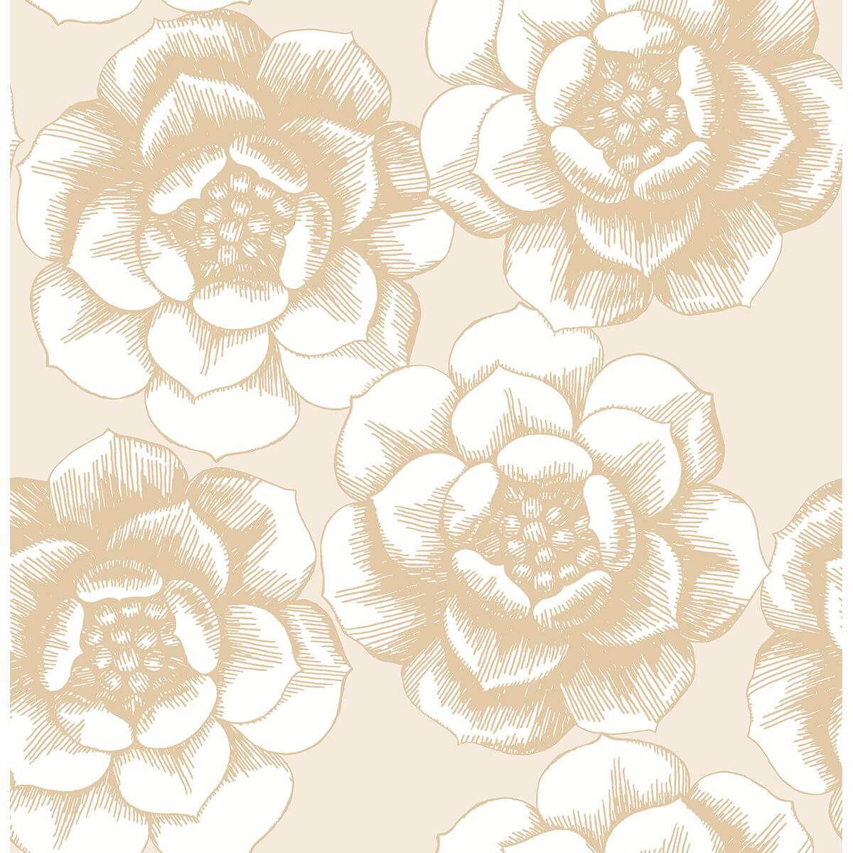 fanciful-gold-floral-wallpaper-york-wallcoverings-2763-24241 - York Wallcoverings Papel pintado