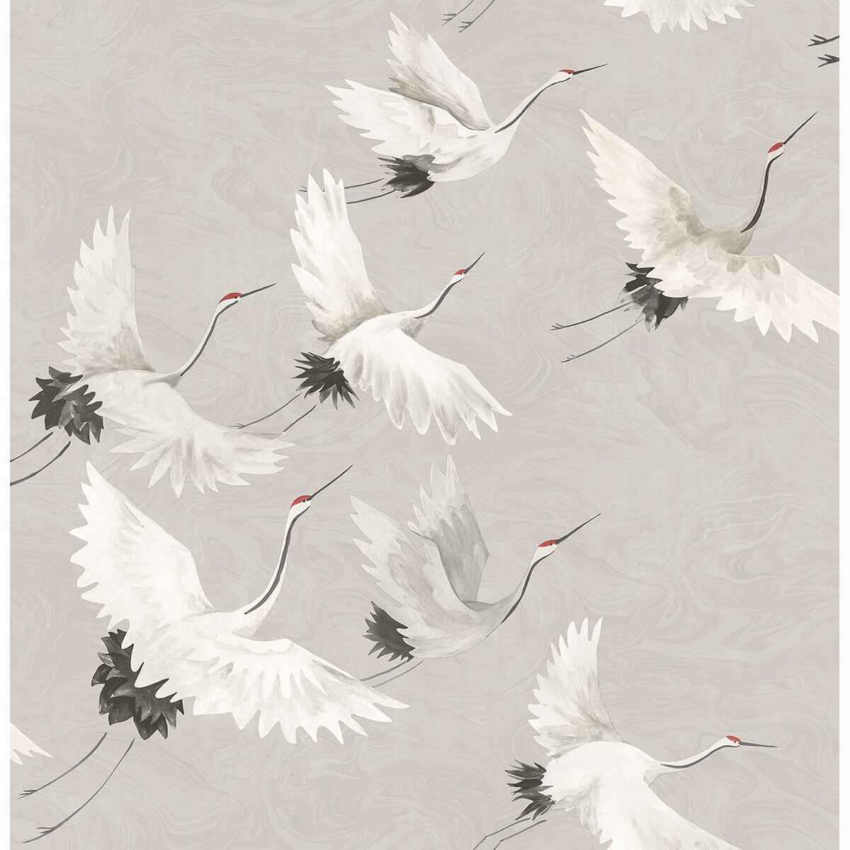 Windsong Grey Crane Wallpaper - York Wallcoverings - 2764-24304