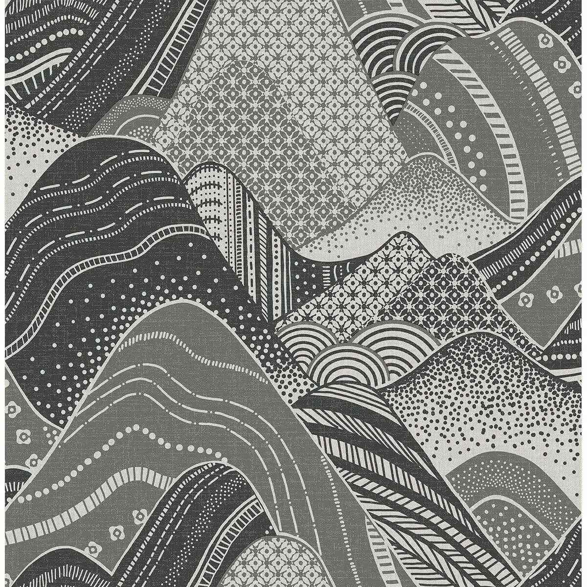 Meru Dark Grey Mountain Wallpaper - York Wallcoverings - 2764-24331 - York Wallcoverings Wallpaper
